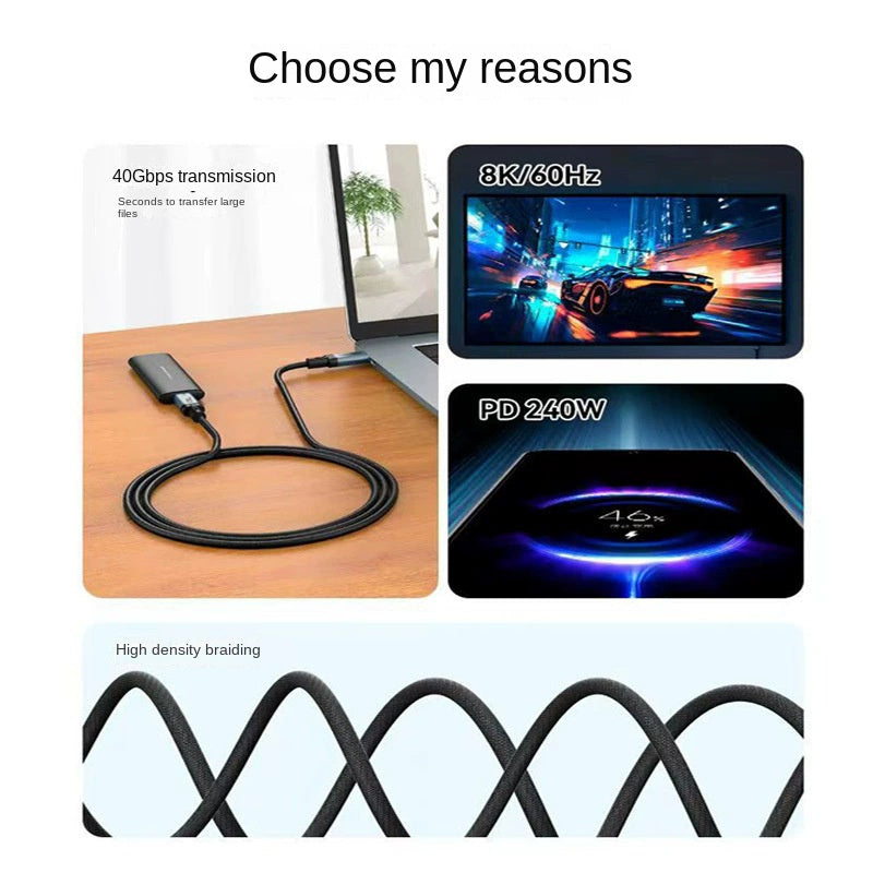USB4 USB-C 4.0 Kabel 240W 8K/60Hz 40GBps